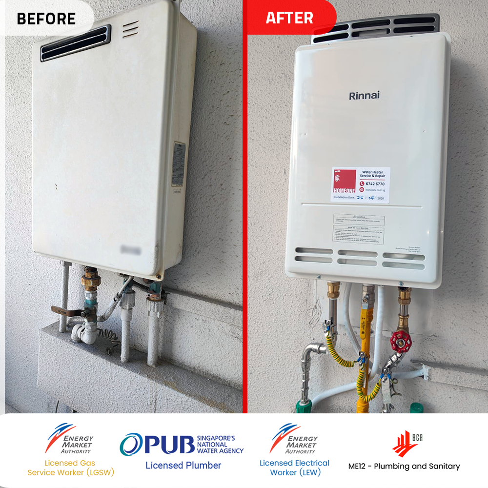 Gas Heater Installation and Replacement in Novena 12 before-after-gas-heater-powered-by-city-gas-replacement-lincoln-suites-novena