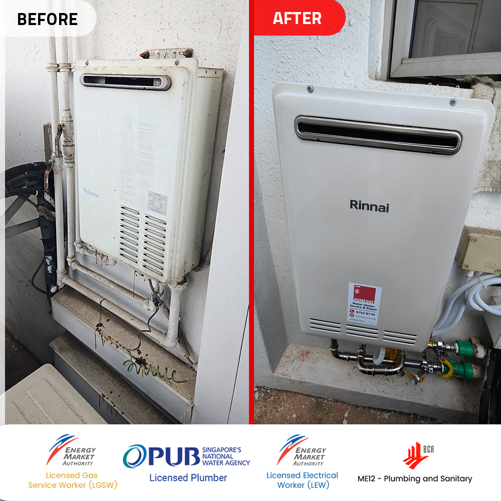 Gas Heater Installation and Replacement in Jurong West 6 before after paloma gas heater replacement - the lakeshore jurong