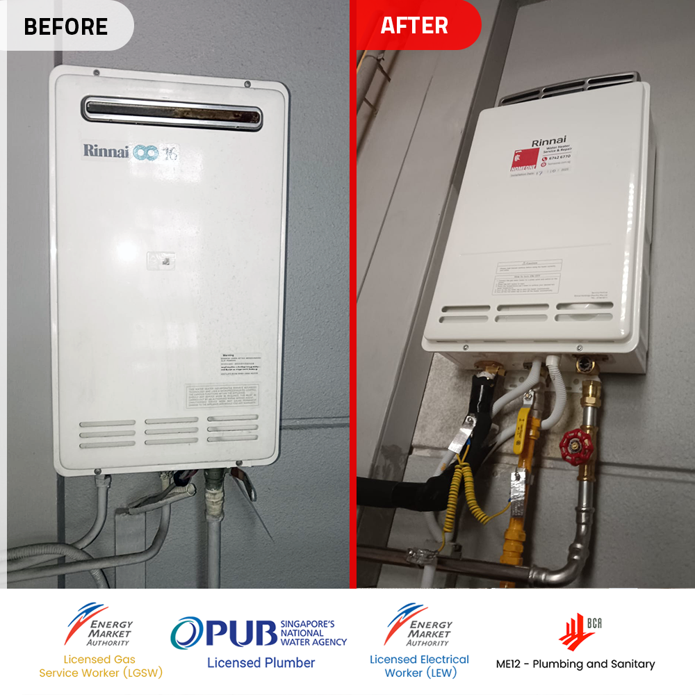 before after rinnai gas heater replacement at the light cairnhill orchard