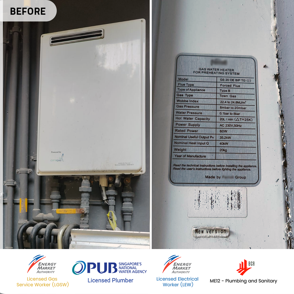 Gas Heater Installation and Replacement in Bukit Batok 5 before-gas-heater-powered-by-city-gas-replacement-at-bukit-batok-le-quest-condo