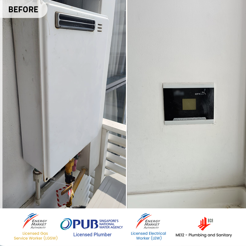 before gas heater powered by city gas replacement at east coast - the shore