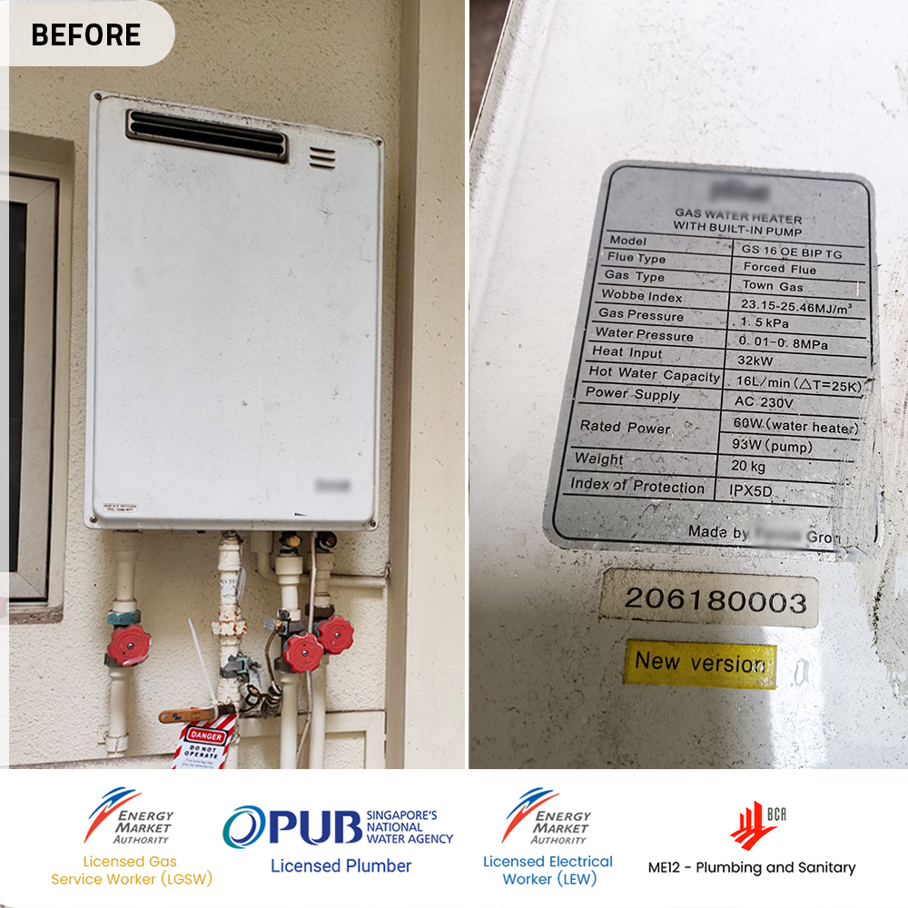 before gas heater powered by city gas replacement at east coast - the sound