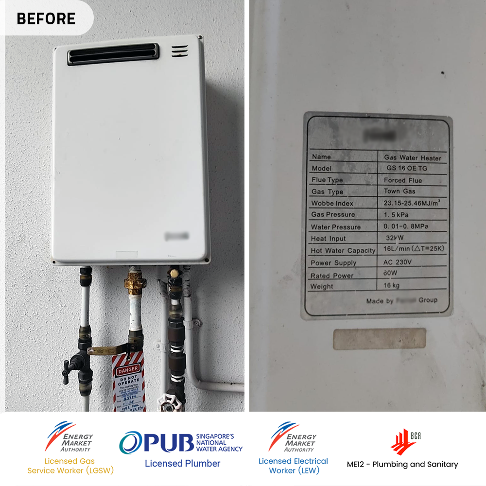 Gas Heater Installation and Replacement in Clementi 5 before gas heater powered by citygas replacement hundred trees - clementi