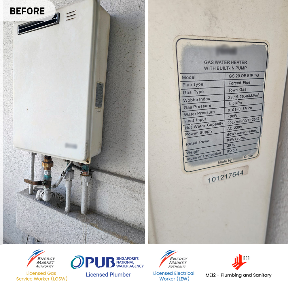 Gas Heater Installation and Replacement in Novena 13 before-gas-heater-powered-by-citygas-replacement-lincoln-suites-novena