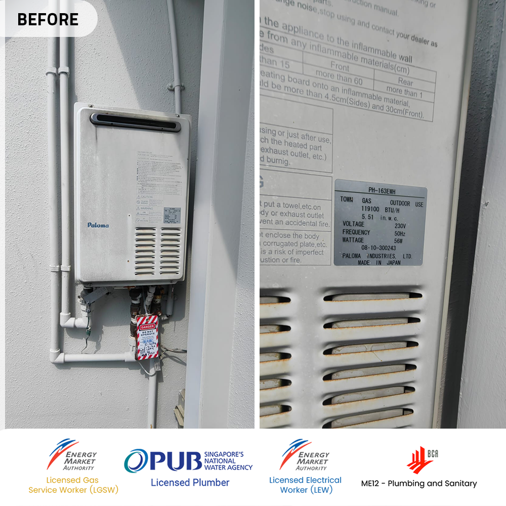 Gas Heater Installation and Replacement in Clementi 13 before paloma gas heater replacement clementi woods