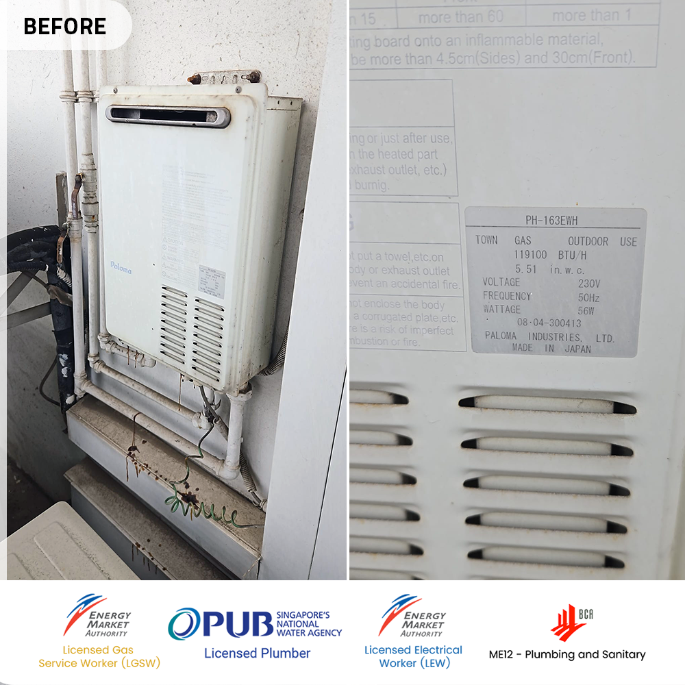 Gas Heater Installation and Replacement in Jurong West 7 before paloma gas heater replacement - the lakeshore jurong