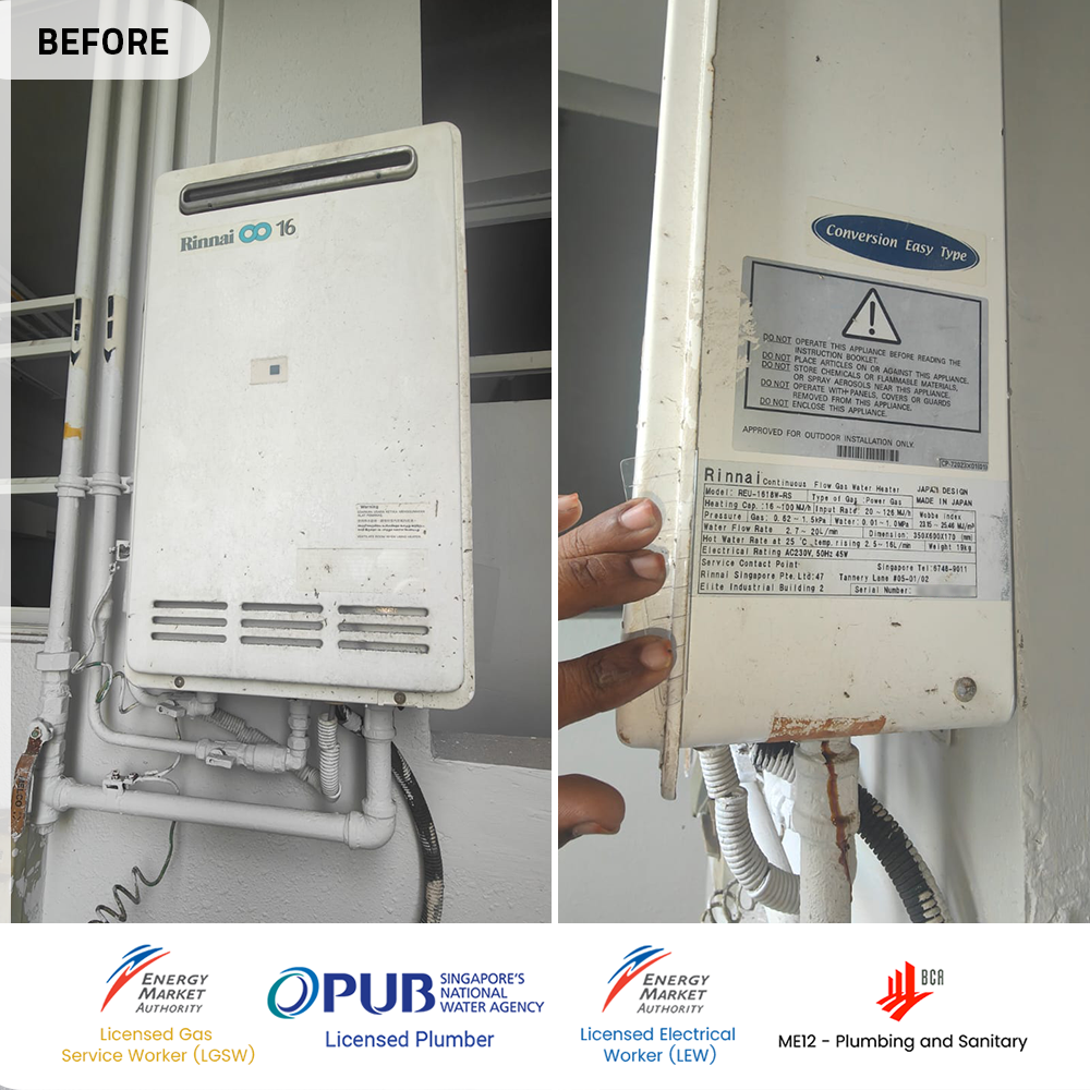 Gas Heater Installation and Replacement in Tiong Bahru 9 Before Rinnai gas heater replacement - the regency tiong bahru