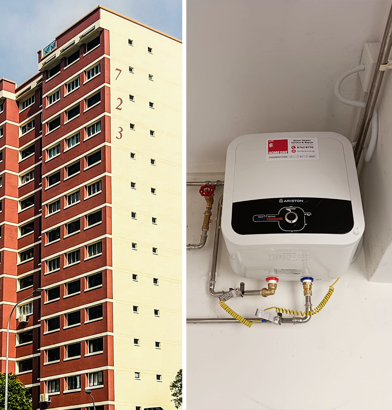 water heater installation at 723 tampines hdb