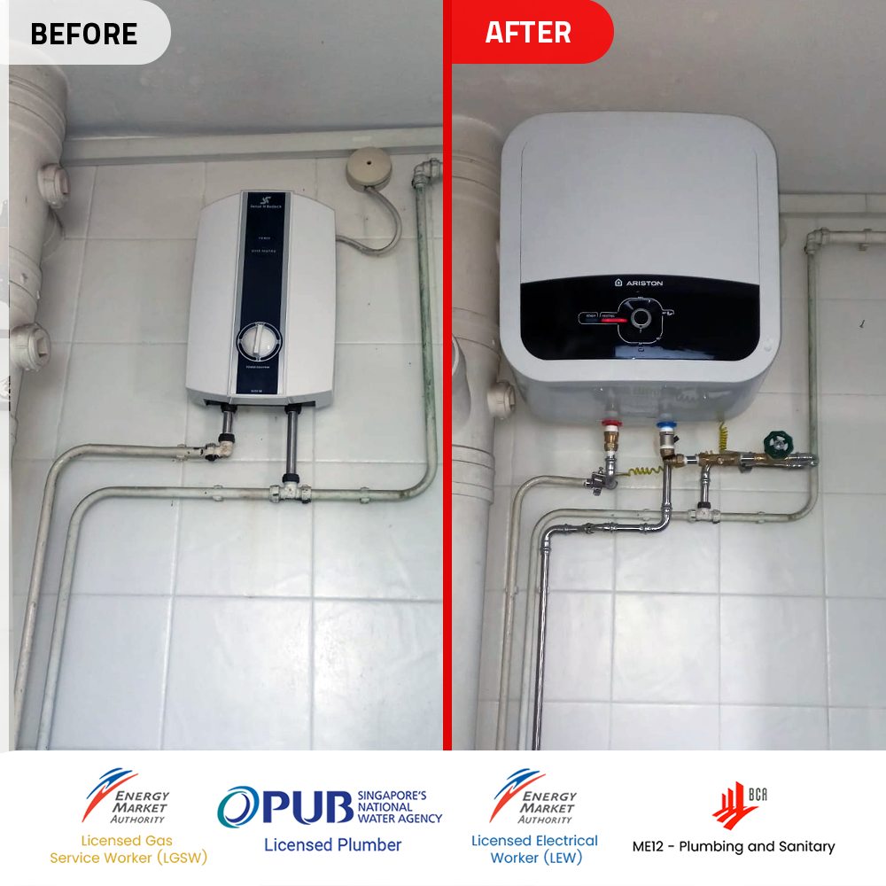 water heater replacement at 150 Pasir Ris Street 13