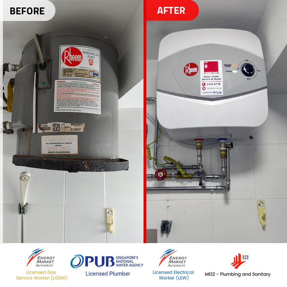 New Water Heater replacement at 720 bedok reservoir road