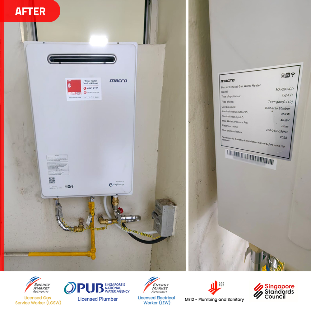 Gas Heater Installation and Replacement in Serangoon 5 serangoon gas water heater installation replacement - the jade - after